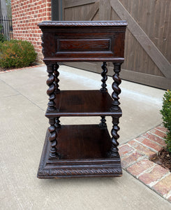 Antique French End Table Side Cabinet Nightstand Barley Twist Pedestal 19th C