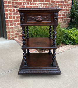 Antique French End Table Side Cabinet Nightstand Barley Twist Pedestal 19th C