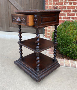Antique French End Table Side Cabinet Nightstand Barley Twist Pedestal 19th C