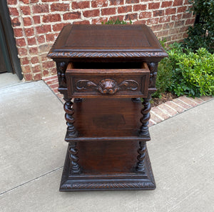 Antique French End Table Side Cabinet Nightstand Barley Twist Pedestal 19th C