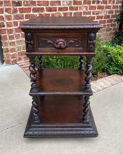 Antique French End Table Side Cabinet Nightstand Barley Twist Pedestal 19th C