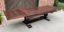 Load image into Gallery viewer, Antique French Draw Leaf Dining Table Oak Parquet Top Carved Library Desk Table