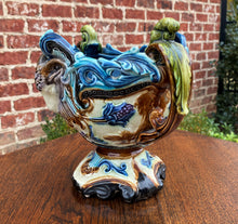 Load image into Gallery viewer, Antique French Majolica Cache Pot Planter Flower Pot Jardiniere Vase c1900 Rams