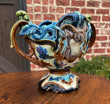 Load image into Gallery viewer, Antique French Majolica Cache Pot Planter Flower Pot Jardiniere Vase c1900 Rams
