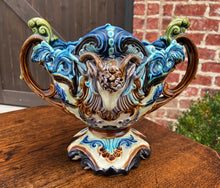 Load image into Gallery viewer, Antique French Majolica Cache Pot Planter Flower Pot Jardiniere Vase c1900 Rams