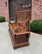 Load image into Gallery viewer, Antique Italian Bench Settee Entry Hall Foyer Renaissance Revival Walnut 19th C