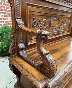 Antique Italian Bench Settee Entry Hall Foyer Renaissance Revival Walnut 19th C