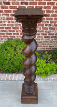 Load image into Gallery viewer, Antique Walnut Pedestal Plant Stand Bronze Display Table BARLEY TWIST 63&quot; T