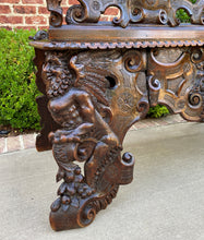 Load image into Gallery viewer, Antique French Bench Chair Settee Renaissance Revival Griffon Cherubs Walnut 19C