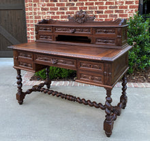 Load image into Gallery viewer, Antique French Desk Office Library Desk Renaissance Revival Barley Twist Oak 19C