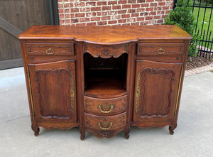 Antique French Bowfront Sideboard Server Buffet Parquet Top Louis XV Oak