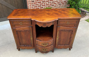 Antique French Bowfront Sideboard Server Buffet Parquet Top Louis XV Oak