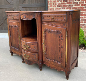 Antique French Bowfront Sideboard Server Buffet Parquet Top Louis XV Oak