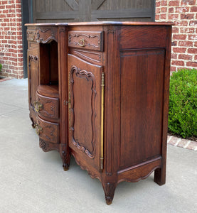 Antique French Bowfront Sideboard Server Buffet Parquet Top Louis XV Oak