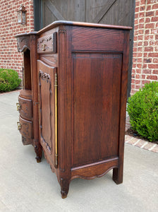 Antique French Bowfront Sideboard Server Buffet Parquet Top Louis XV Oak