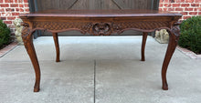 Load image into Gallery viewer, Antique French Table Dining Breakfast Table Desk Draw Leaf Carved Oak Parquet