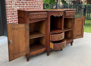 Antique French Bowfront Sideboard Server Buffet Parquet Top Louis XV Oak