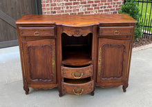 Load image into Gallery viewer, Antique French Bowfront Sideboard Server Buffet Parquet Top Louis XV Oak