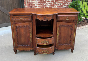 Antique French Bowfront Sideboard Server Buffet Parquet Top Louis XV Oak