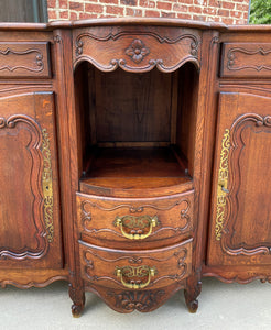 Antique French Bowfront Sideboard Server Buffet Parquet Top Louis XV Oak