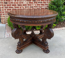 Load image into Gallery viewer, Antique French ROUND Table Entry Center Parlor Table Renaissance Revival 19th C