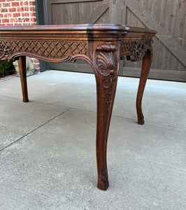 Antique French Table Dining Breakfast Table Desk Draw Leaf Carved Oak Parquet