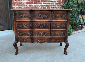 Antique French Chest of Drawers Cabinet 3-Drawer Carved Walnut w Keys c.1920s