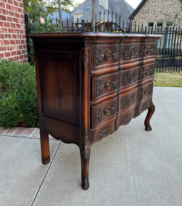 Antique French Chest of Drawers Cabinet 3-Drawer Carved Walnut w Keys c.1920s