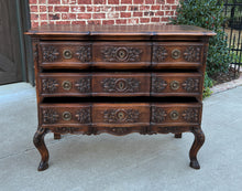 Load image into Gallery viewer, Antique French Chest of Drawers Cabinet 3-Drawer Carved Walnut w Keys c.1920s