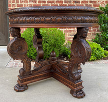 Load image into Gallery viewer, Antique French ROUND Table Entry Center Parlor Table Renaissance Revival 19th C