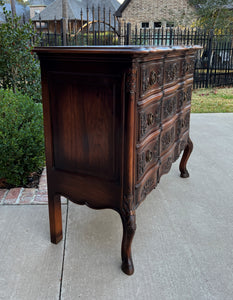 Antique French Chest of Drawers Cabinet 3-Drawer Carved Walnut w Keys c.1920s