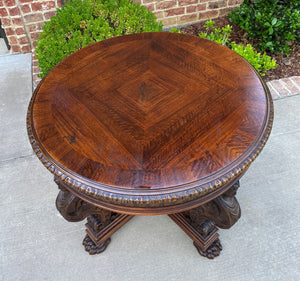 Antique French ROUND Table Entry Center Parlor Table Renaissance Revival 19th C