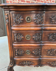 Antique French Chest of Drawers Cabinet 3-Drawer Carved Walnut w Keys c.1920s