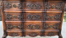 Load image into Gallery viewer, Antique French Chest of Drawers Cabinet 3-Drawer Carved Walnut w Keys c.1920s