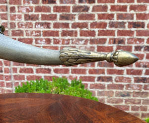 Antique French Trophy Drinking Horn Hunt Epergne Renaissance Brass Statue 19th C