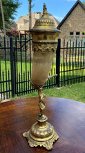 Load image into Gallery viewer, Antique French Trophy Drinking Horn Hunt Epergne Renaissance Brass Statue 19th C