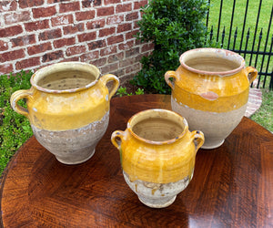 Antique French Country Confit Pots Jugs Jars Pottery SET OF 3