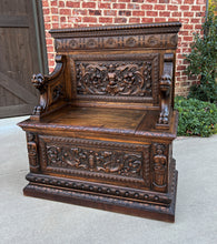 Load image into Gallery viewer, Antique French Bench Chair Settee Hall Bench Renaissance Revival Walnut PETITE