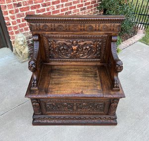 Antique French Bench Chair Settee Hall Bench Renaissance Revival Walnut PETITE