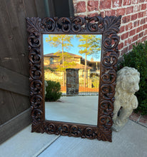 Load image into Gallery viewer, Antique French Mirror Carved Oak Framed Hanging Wall Mirror 1930s