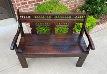 Load image into Gallery viewer, Antique French Breton Bench Settee Hall Entry Bench Banquette Oak Brittany 19thC