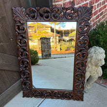 Load image into Gallery viewer, Antique French Mirror Carved Oak Framed Hanging Wall Mirror 1930s