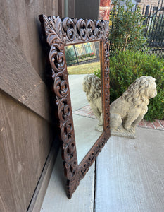 Antique French Mirror Carved Oak Framed Hanging Wall Mirror 1930s