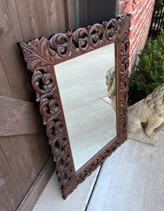 Antique French Mirror Carved Oak Framed Hanging Wall Mirror 1930s