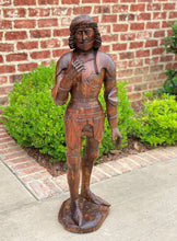 Load image into Gallery viewer, Antique Knight Saint Carved Statue Figure St. George Soldier Medieval Armor Oak