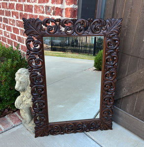 Antique French Mirror Carved Oak Framed Hanging Wall Mirror 1930s