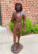 Load image into Gallery viewer, Antique Knight Saint Carved Statue Figure St. George Soldier Medieval Armor Oak