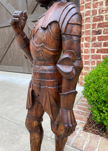 Antique Knight Saint Carved Statue Figure St. George Soldier Medieval Armor Oak