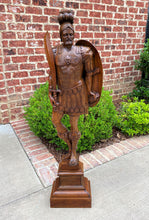 Load image into Gallery viewer, Antique Statue Roman Centurion Soldier Sword Shield Carved Walnut Figure 46.5&quot; T