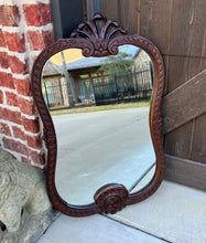 Load image into Gallery viewer, Antique French Mirror Carved Walnut Framed Wall Mirror Shell Lattice Accent 1930